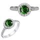 Emerald GemStone Fancy Halo 14K Gold Engagement Ring