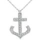 White Diamond Fancy Anchor Pendant Necklace 18