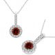 Red Real Diamond Fancy Halo Necklace Pendant With Chain 14K Gold