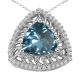 Aquamarine Halo Trillion Gem Birth Stone Pendant 18