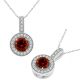 Red Real Diamond Channel Halo Pendant Necklace Chain 14K Gold