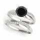 Black Diamond Marriage Bridal Classically styled Ring Band 14K Gold