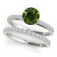 Green Diamond Anniversary Single Row Prong Set Ring Band 14K Gold