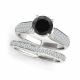 Black Diamond Bridal Prong Set Engagement Ladies Ring 14K Gold