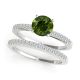 Green Diamond Wedding Lovely Classy Single Row Ring Band 14K Gold