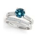 Blue Diamond Single Row Channel Set Solitaire Ring Band 14K Gold