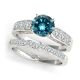 Blue Diamond Classy Single Row Channel Set Ring Band 14K Gold