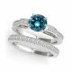 Blue Diamond Classy Channel Set Solitaire Ring Band 14K Gold