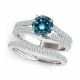 Blue Diamond Precious Styled Anniversary Ring Band 14K Gold