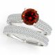 Red Real Diamond Double-Row Solitaire Engagement Ring Band 14K Gold