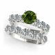 Green Diamond Anniversary Classy 5 Stone Ring Band 14K Gold