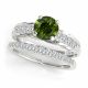 Green Diamond Brilliant cut claw set wedding Ring Band 14K Gold