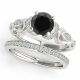 Black Real Diamond Fancy Antique Design Solitaire Ring Band 14K Gold