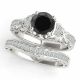 Black Real Diamond Beautiful Filigree Engagement Ring Band 14K Gold