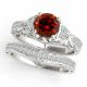 Red Real Diamond Beautiful Filigree Engagement Ring Band 14K Gold