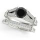 Black Real Diamond Multi-Row Solitaire Bridal Ring Band 14K Gold