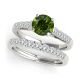 Green Diamond Bridged Marriage Lovely Promise Ring Band 14K Gold