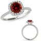 Red Real Diamond Simple Round Halo Wedding Ring Band 14K Gold