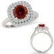 1.4 Carat Real Red Diamond Cluster Cushion Design Halo Ring Band Set 14K Gold