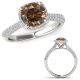 Champagne Diamond Cushion Halo Design Promise Wedding Ring 14K Gold