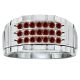 0.75 Carat Red Diamond 3 Row Classy Mens Anniversary Ring Band 14K Gold