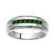 0.7 Carat Green Diamond Princess 7 Stone Mounting Wedding Mens Ring 14K Gold