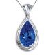 Pear Blue Topaz Solitaire Pendant Necklace Set 14K Gold