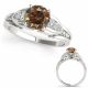 Champagne Diamond Antique Prong Set Solitaire Wedding Ring 14K Gold