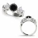 1.75 Carat Black Diamond Three Stone Engagement Cluster Sides Ring 14K Gold