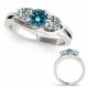 1 Carat Blue Diamond Modern Designer Solitaire Ladies Ring 14K Gold