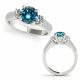 1.25 Carat Blue Diamond Gorgeous Split Shank Prong Set Ring 14K Gold