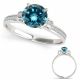 Blue Diamond Engagement Designer Solitaire Ladies Ring 14K Gold