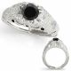 0.75 Carat Black Real Diamond Vintage Dome Bezel Engagement Ring 14K Gold