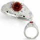 0.75 Carat Red Real Diamond Vintage Dome Bezel Engagement Ring 14K Gold