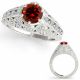 1 Carat Red Real Diamond Design Vintage Solitaire Anniversary Ring 14K Gold