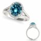 1 Carat Blue Diamond Bridal Classically styled Oval Ring 14K Gold