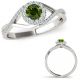 0.5 Carat Real Green Diamond Eye Design By Pass Crossover Infinity Ring 14K Gold