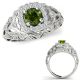 1 Carat Real Green Diamond Vintage Design Halo Engagement Promise Ring 14K Gold