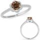 0.75 Carat Champagne Real Diamond Flower Design Anniversary Fancy Halo Ring 14K Gold