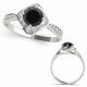 0.75 Carat Black Diamond Designer Halo Engagement Beautiful Ring 14K Gold