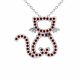 0.27 Carat Red Diamond Cat Pendant Necklace Chain 14K Gold