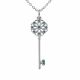 0.66 Carat Blue Diamond Charm Key Pendant Necklace Chain 14K Gold