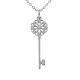 0.66 Carat Fancy Real G-H Diamond Charm Key Pendant Necklace + Chain 14K Gold