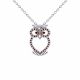 0.24 Carat Red Diamond Owl Pendant Necklace Chain 14K Gold