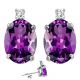 0.01 Carat TCW Diamond Oval CZ Amethyst Gemstone Earrings 14K White Yellow Gold