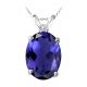 Diamond Oval CZ Sapphire Gemstone Pendant  14K Gold