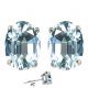 7x5mm Oval CZ Aquamarine Birthstone Gemstone Stud Earrings 14K White Yellow Gold