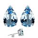 Pear CZ Aquamarine Birthstone Gemstone Stud Earrings 14K Gold