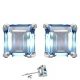 Princess CZ Aquamarine Birthstone Gemstone Stud Earring 14K White YellowGold