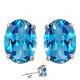 7x5mm Oval CZ Blue Topaz Birthstone Gemstone Stud Earrings 14K White Yellow Gold